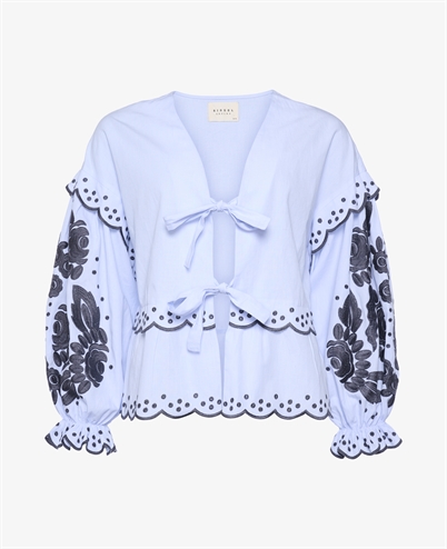 Sissel Edelbo Martha Organic Cotton Bluse Blue Chambrey Shop Online Hos Blossom