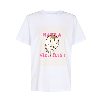 Sofie Schnoor S231293 T-shirt White W Pink Shop Online Hos Blossom