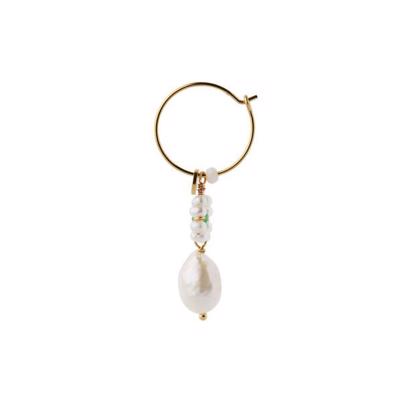 Stine A Heavenly Flower Pearl Ørering With Green Stone And Pearl