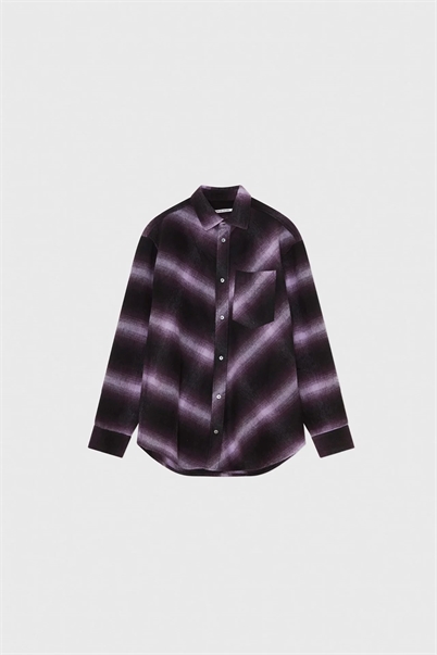 Wood Wood Nico Bias Flannel Skjorte Dark Purple-Shop Online Hos Blossom