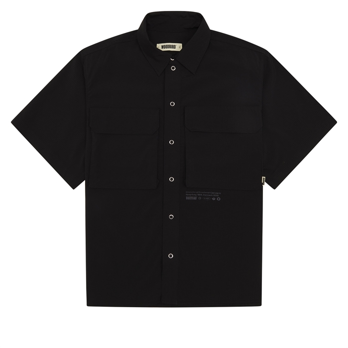 Woodbird WBBeth Rib-Tech Cargo Skjorte Black-Shop Online Hos Blossom