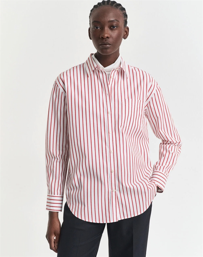 Gant - Relaxed Classic Striped Skjorte - Modern Rust