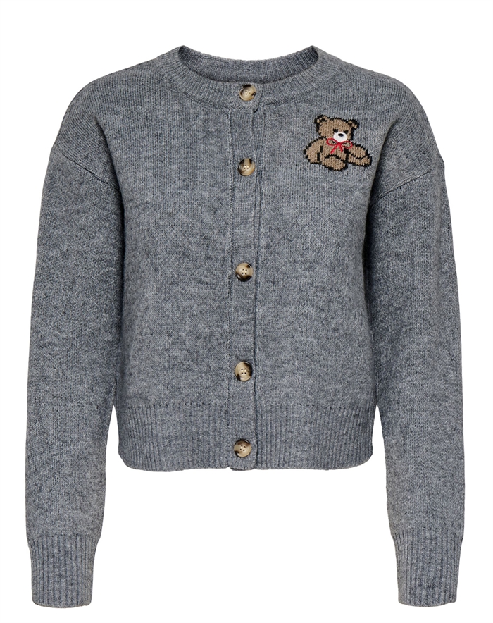 Only - ONLTeddy LS Cardigan Strik - Medium Grey Melange